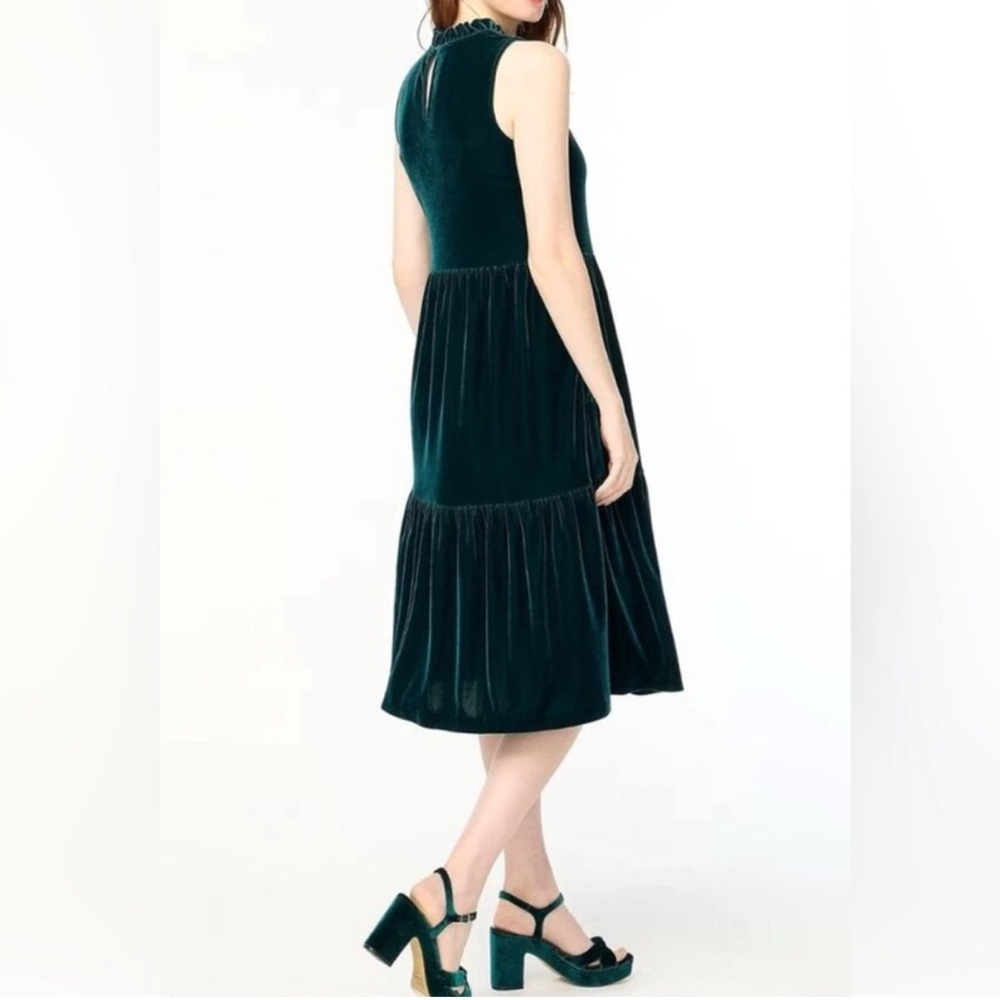 J. Crew velvet tiered midi dress
